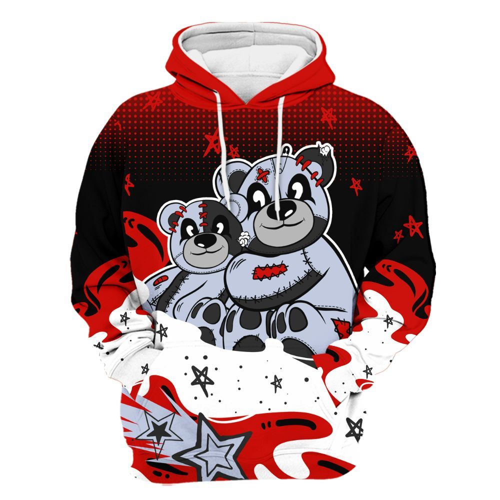 Hoodie To Match Fire Red 6s - Sincere Fondness Bear Stars All Over Print