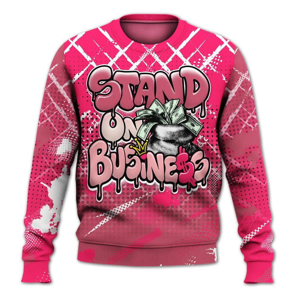 Sweatshirt To Match A'One Hyper Pink Shirt, Halftone Stand Business Dripping All Over Print