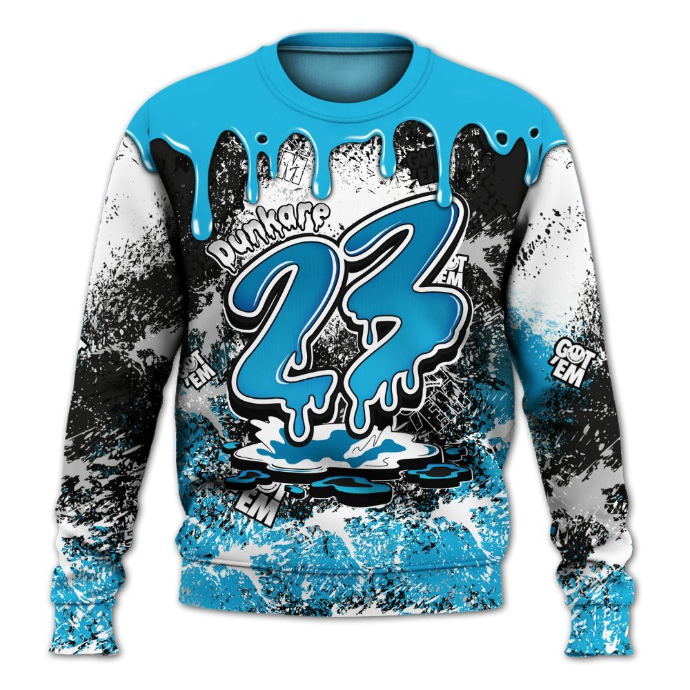 Sweatshirt To Match Black University Blue 2026 14s - Dripping 23 Drip All Over Print