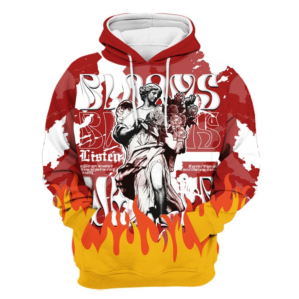 Hoodie To Match Red Taxi 12s - Blooms Whisper Retro Red Taxi 12s Outfit All Over Print