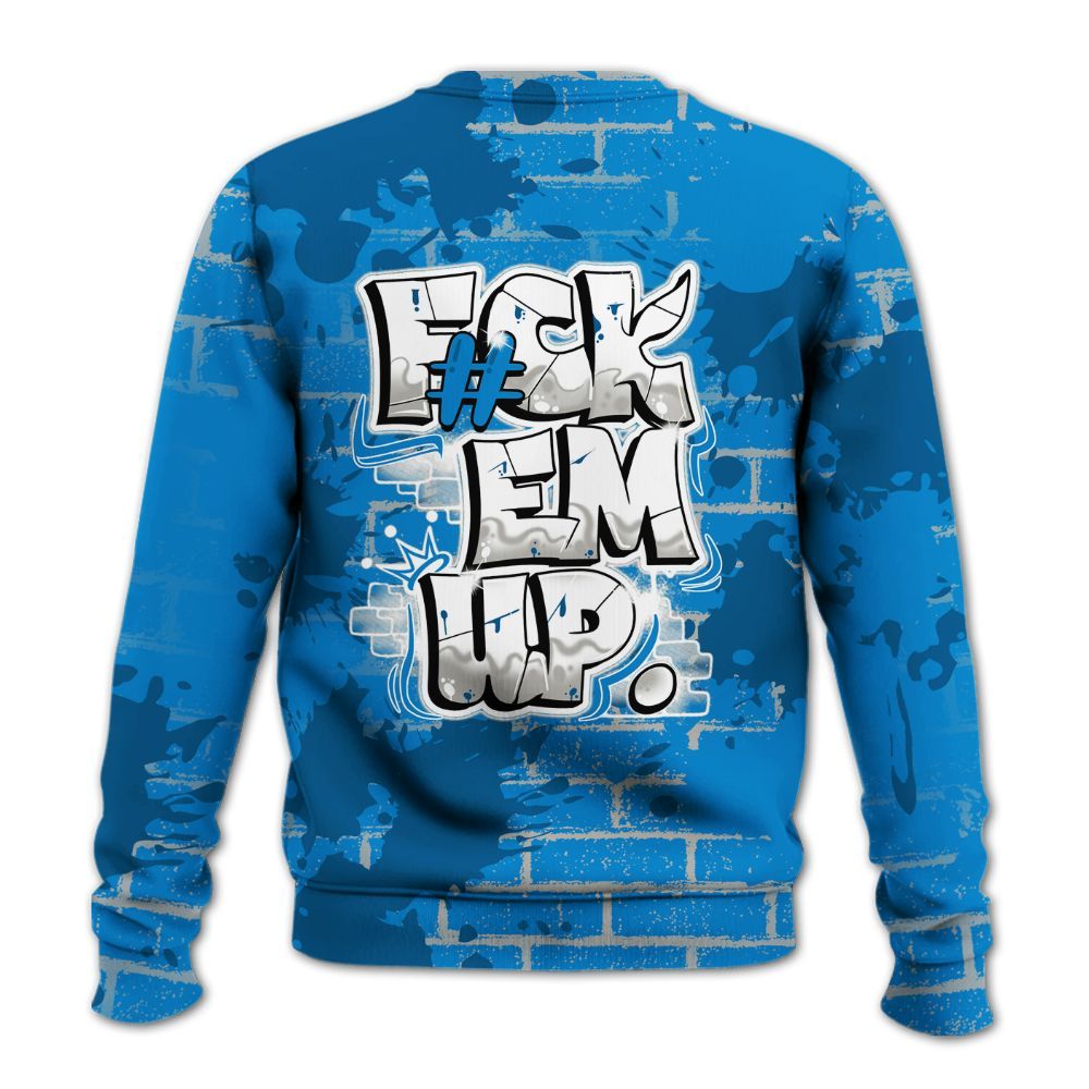 Sweatshirt To Match Military Blue 4s - F#ck Em Graphic Brick Art All Over Print