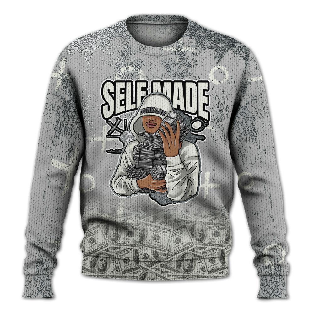 Sweater To Match Cement Grey Silver 3s - Selfmade Unique Grunge Graphic