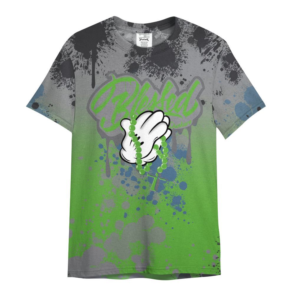Shirt To Match Retro Green Bean 5s - God Blessed Ink Drip All Over Print