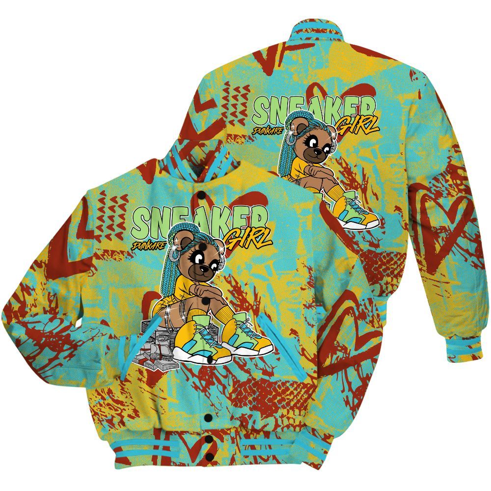 Varsity Jacket To Match SB Dunk Di'Orr Greenwood Shirt - Sneaker Girl Bear Heart Grunge All Over Print