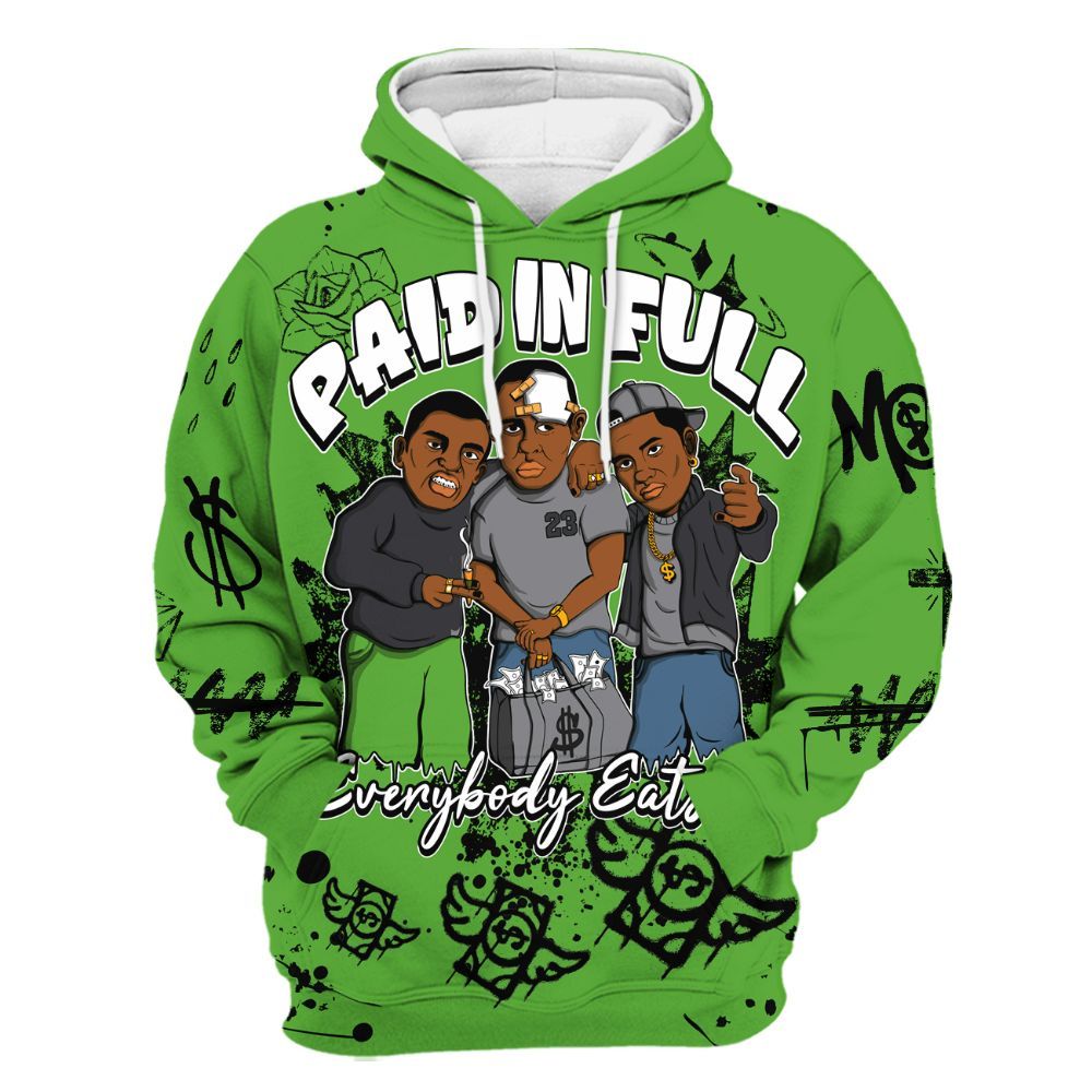 Hoodie To Match Retro Green Bean 5s - Everybody Paid In Full Crayon All Over Print