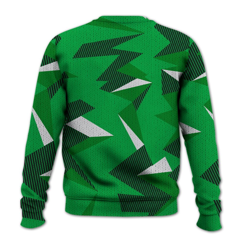 Knitted Sweater To Match Low Lucky Green 1s - Geometric Camouflage Pattern