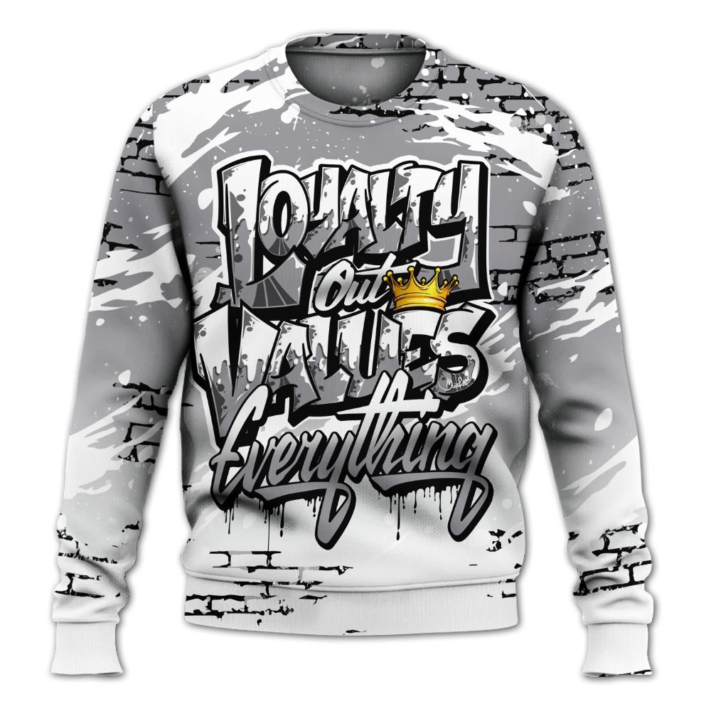 Sweatshirt To Match Cement Grey 11s - Values Of Loyalty Drip All Over Print