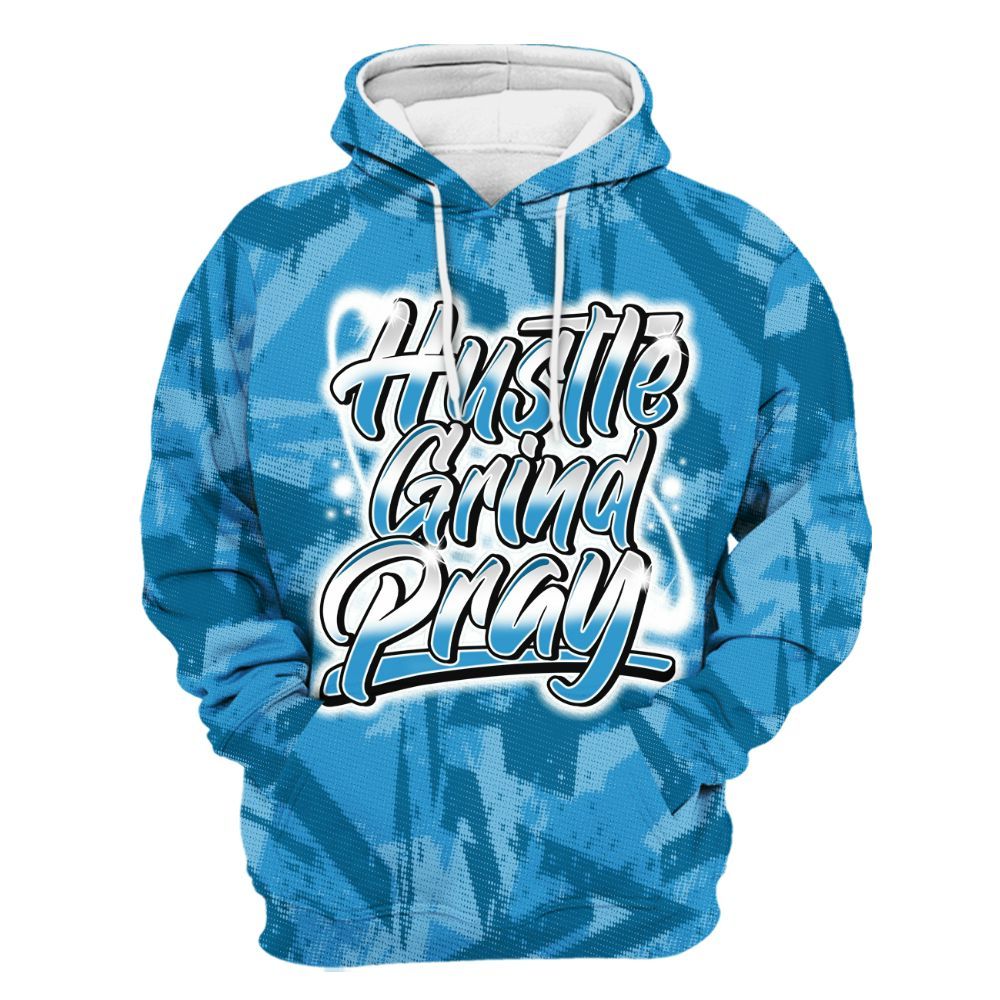 Hoodie To Match Powder Blue 9s - Hustles And Prayer Graphic Halftone All Over Print