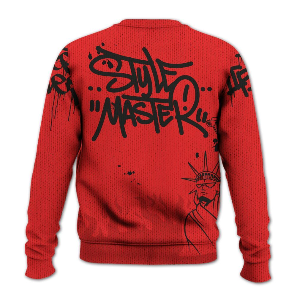 Knitted Sweater To Match Red Thunder 4s - Graphic Fck Around Find Out