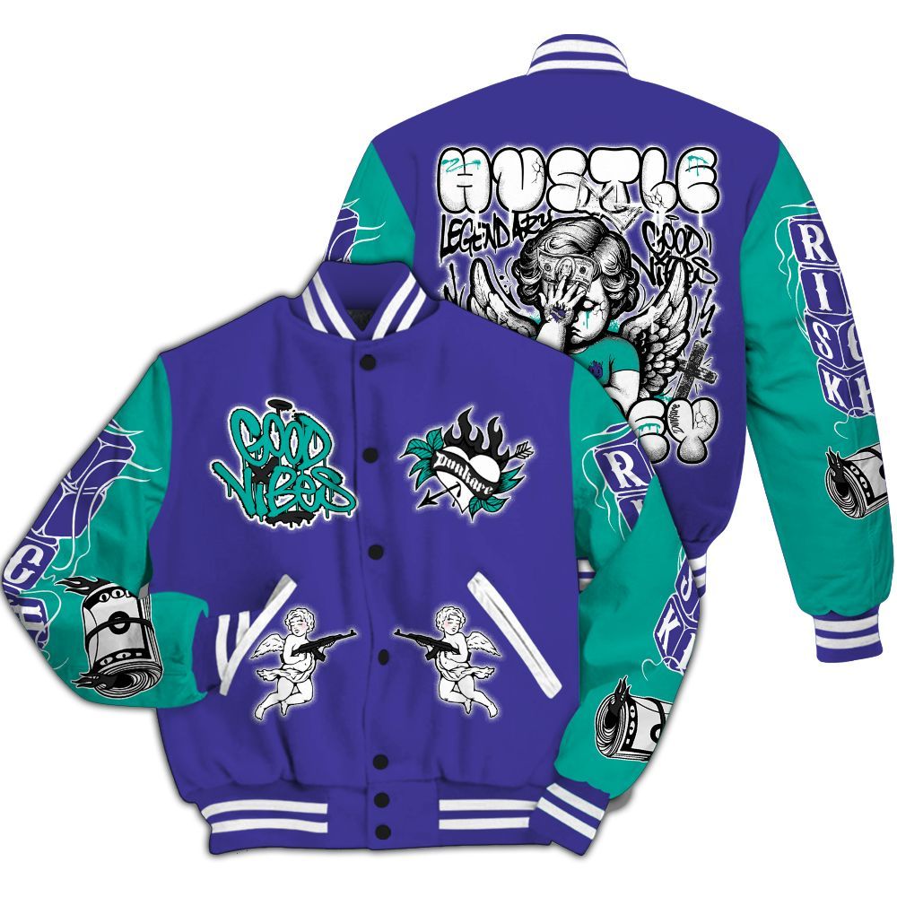 Varsity Jacket To Match Retro Grape 5s - Angel Hustle Money All Over Print