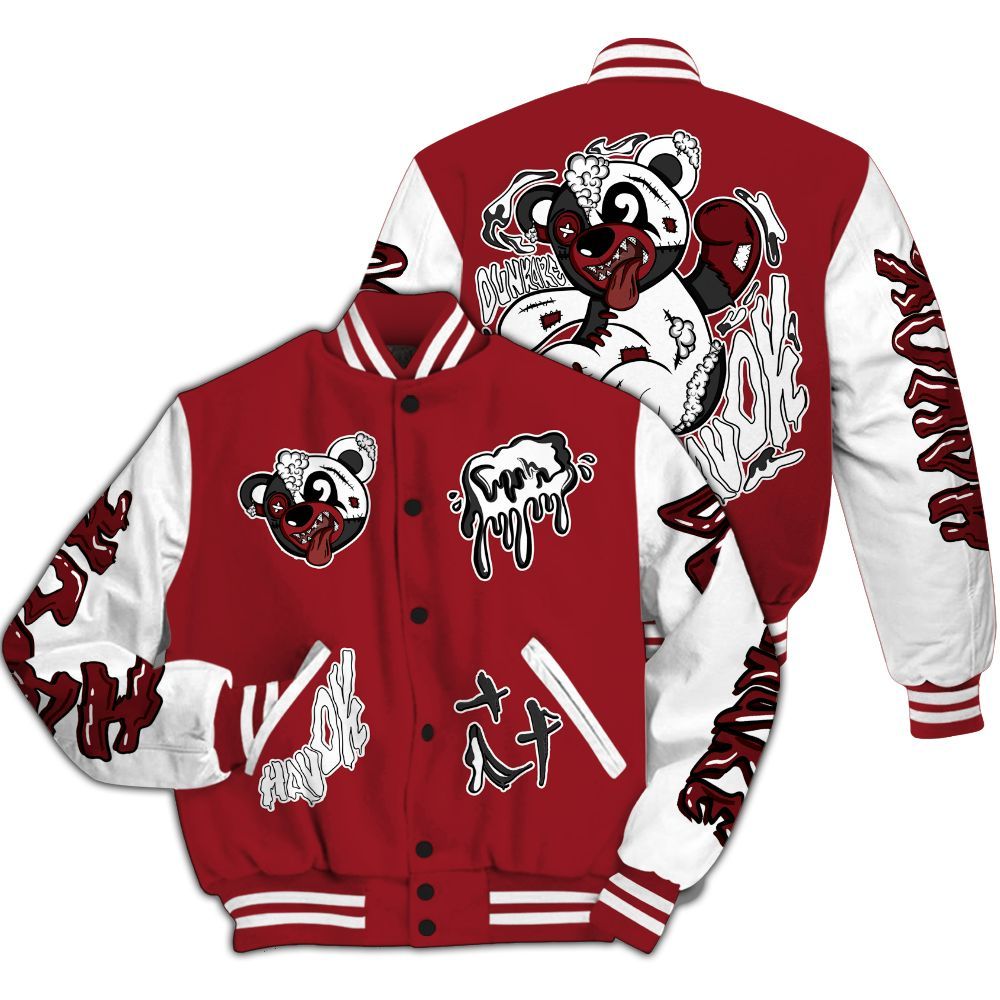 Varsity Jacket To Match High Black Toe Reimagined 1s - Havok Bear All Over Print