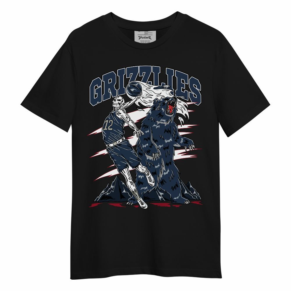 Shirt To Match Navy Blue 2024 6s - Grizzly Bear Skeleton Unisex Shirt