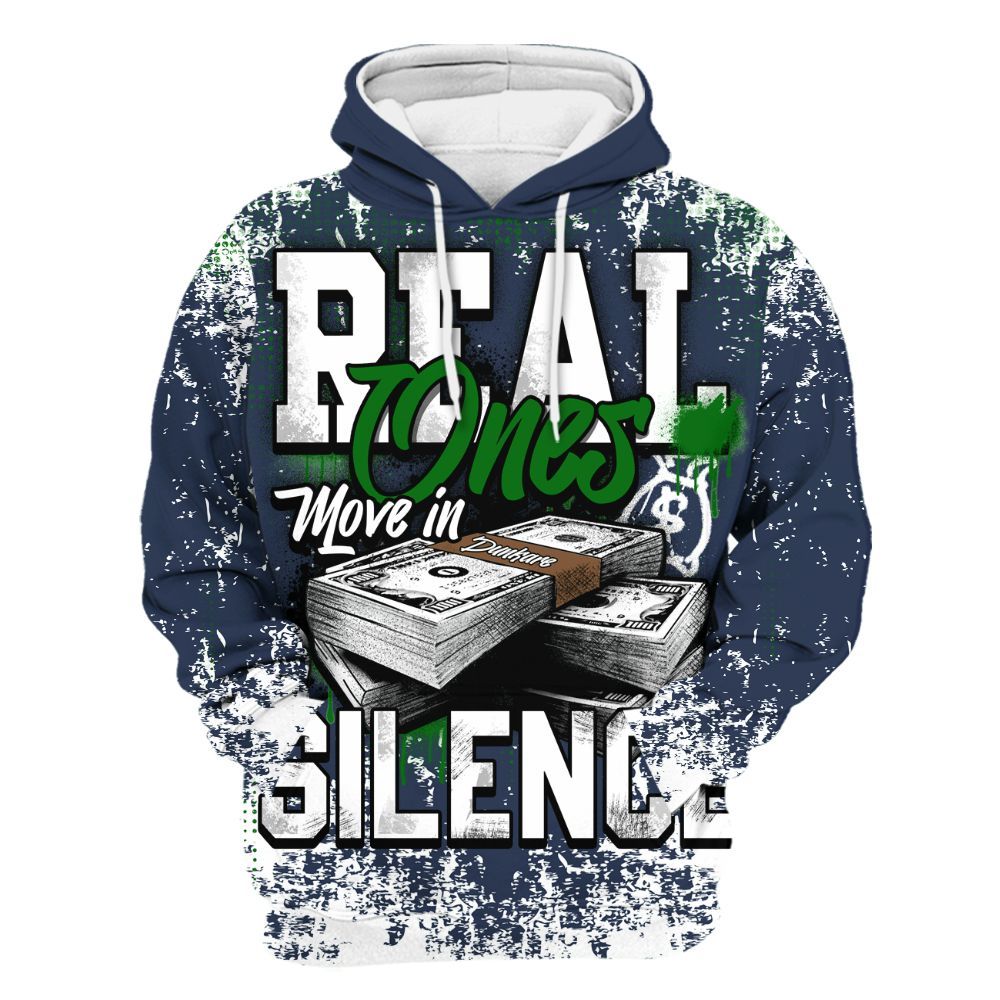 Hoodie To Match Midnight Navy 13s - Move In Silence Money Street Retro All Over Print