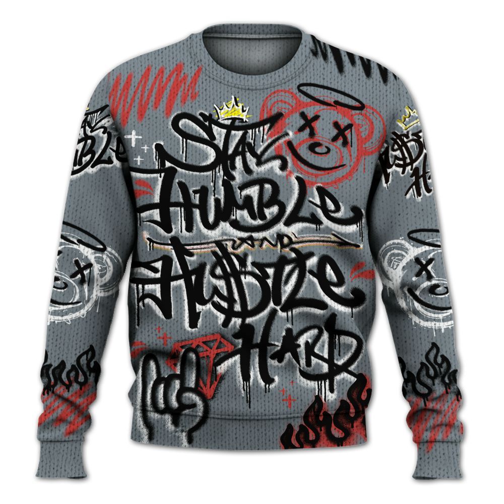 Knitted Sweater To Match Wolf Grey 13s - Humble Drip Streetwear Graffity