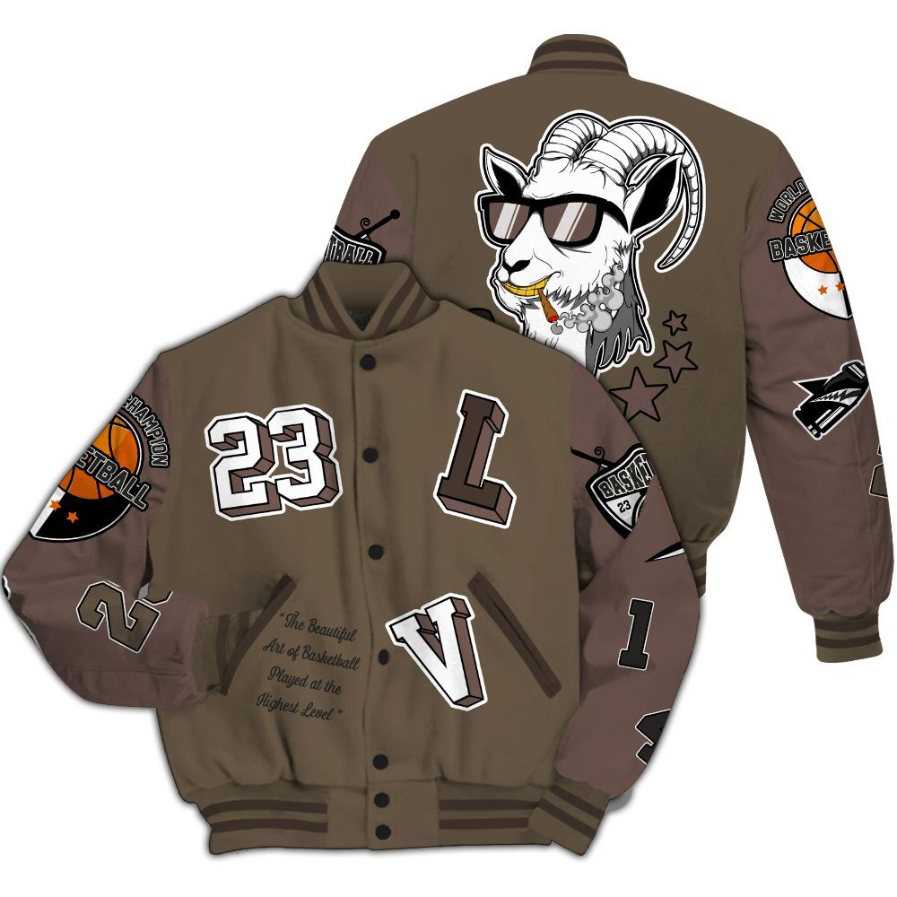 Varsity Jacket To Match AMM Dark Mocha 4s - The GOAT Got Em All Over Print
