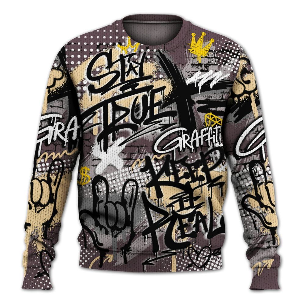 Knitted Sweater To Match AMM Black 3s - True It Real Graffiti Streetwear