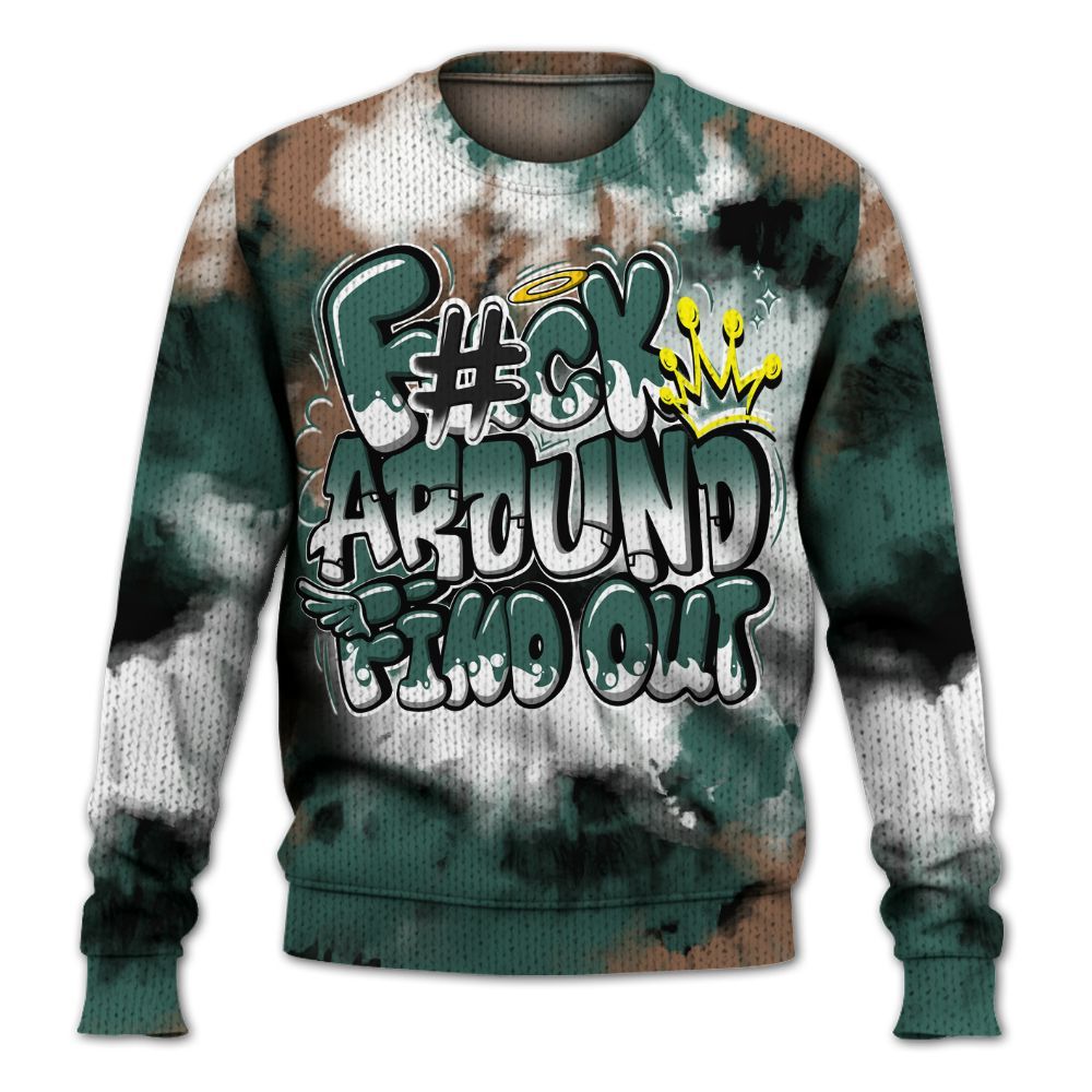 Knitted Sweater To Match Low OG Oxidized Green 1s - Tie Dye FK Around Find Out