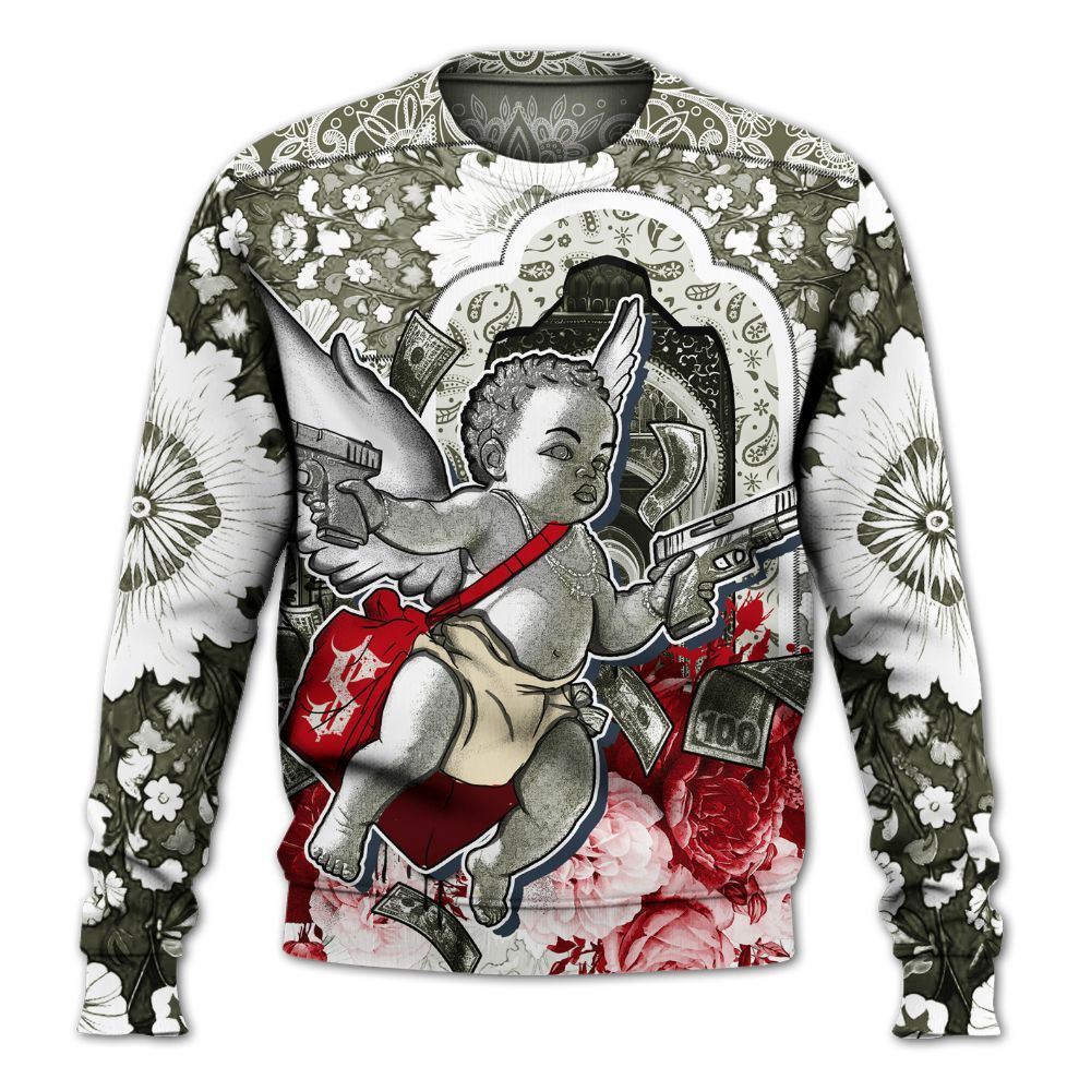 Sweatshirt To Match Travis Scott Low OG Medium Olive 1s - Angel Money Bag All Over Print