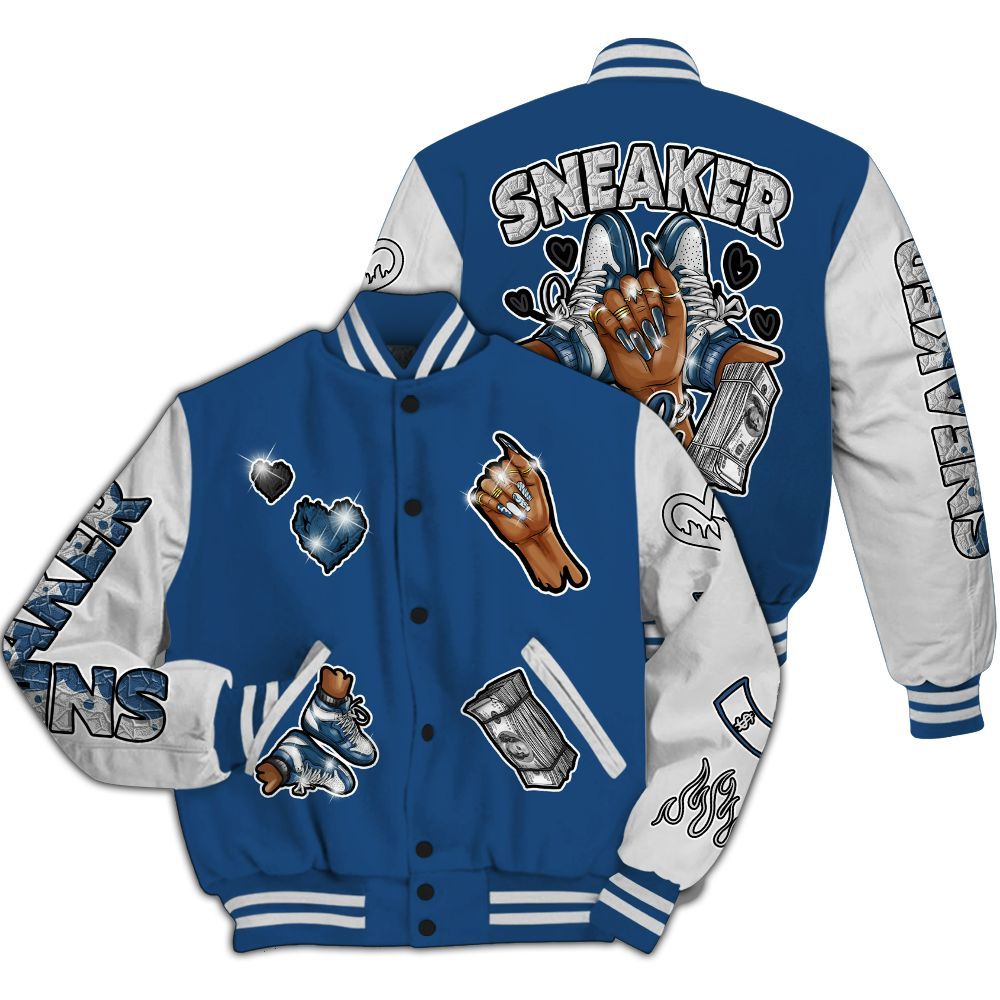 Varsity Jacket To Match High OG Midnight Navy 1s - Sneakerz Girlz All Over Print