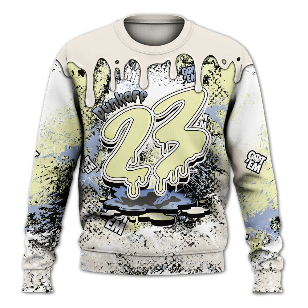 Sweatshirt To Match Luminous Green 5s - Dripping 23 Drip All Over Print