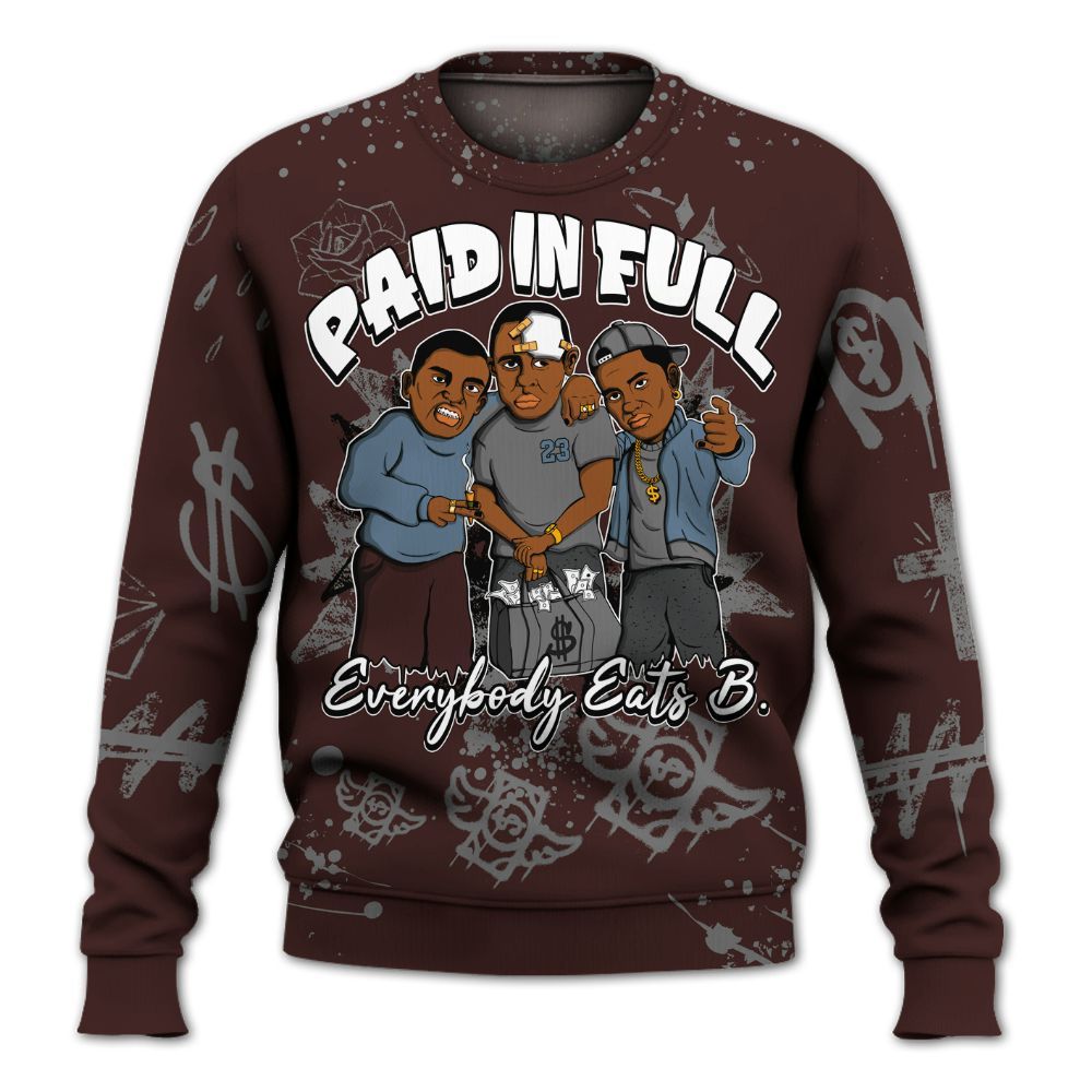 Sweatshirt To Match Burgundy 5s - Everybody Paid In Full Crayon All Over Print