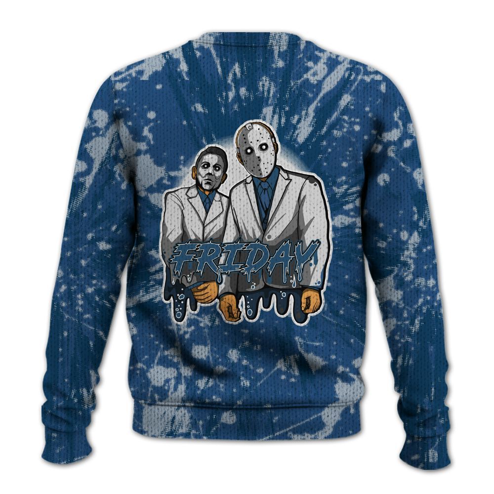Knitted Sweater To Match High OG Midnight Navy 1s - Friday Halloween Graphic Luxury