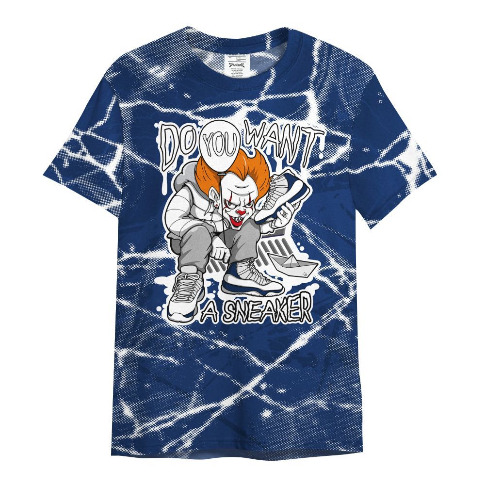 Shirt To Match High OG Deep Royal Blue 1s - Clown Scary Sneakers Halloween Graphic All Over Print