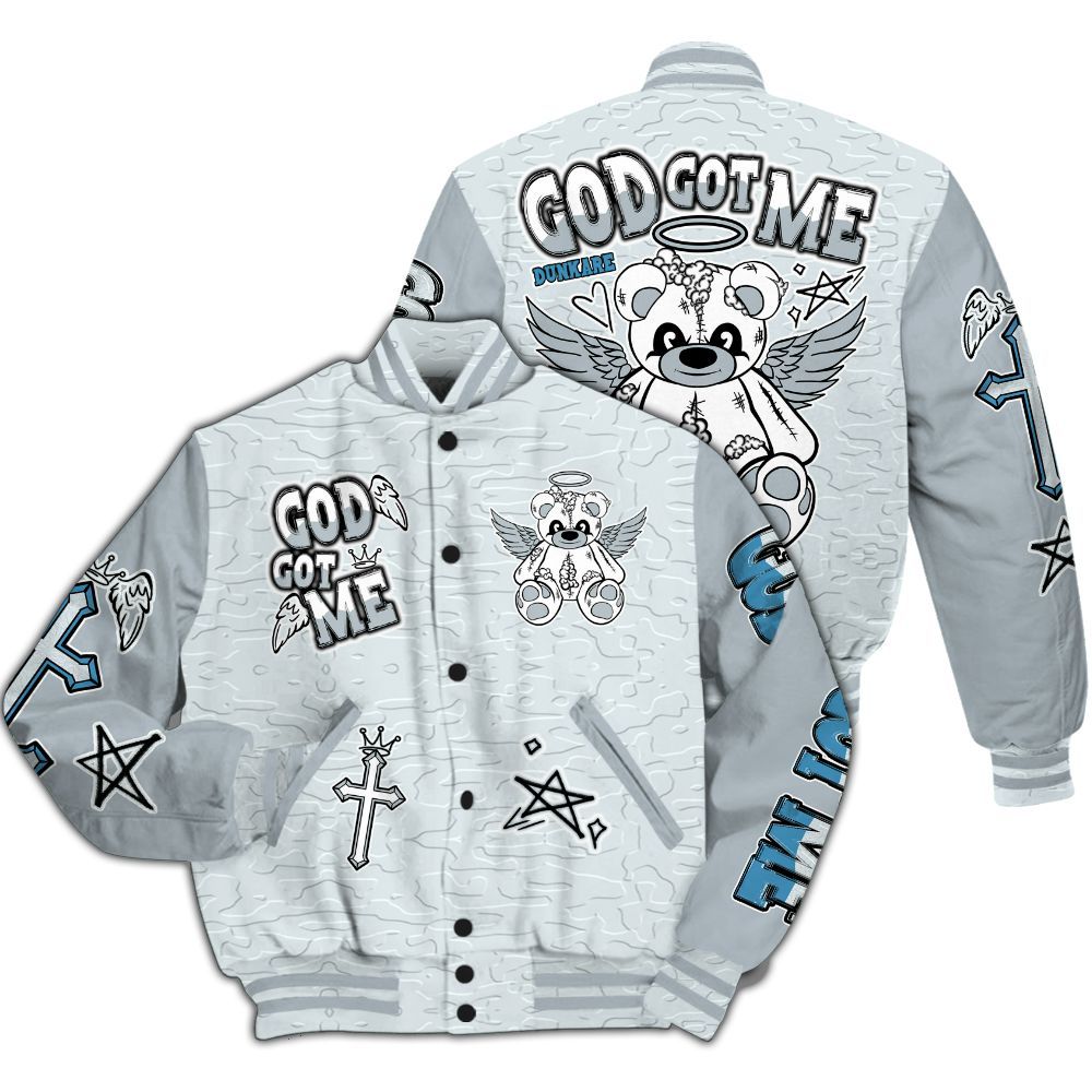 Varsity Jacket To Match Zion Half Moon 3s - Gods Guides Me Bear All Over Print