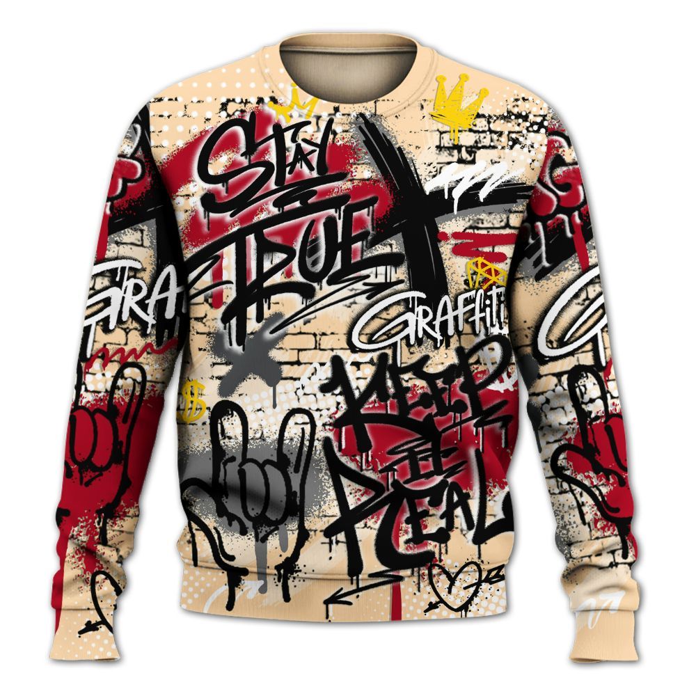 Sweatshirt To Match Retro Pizza GS 4s - True It Real Graffiti Streetwear All Over Print