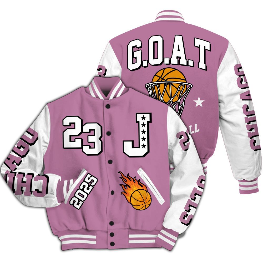 Varsity Jacket To Match Neutral Grey Black White Orchid 4s - Chicago 23 Basketball All Over Print