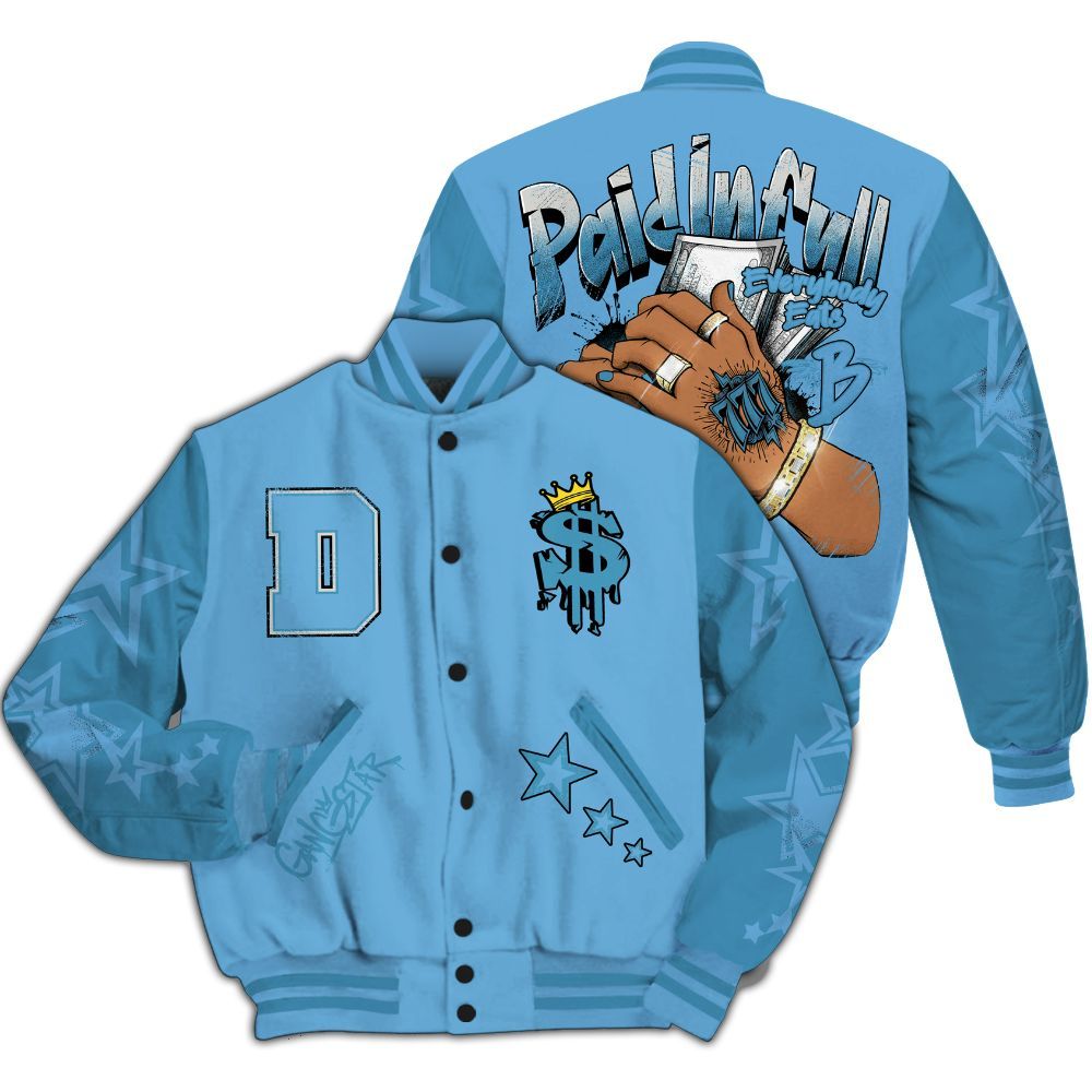 Varsity Jacket To Match SB Dunk Low University Blue - Lucky Money Paid In Full Retro All Over Print