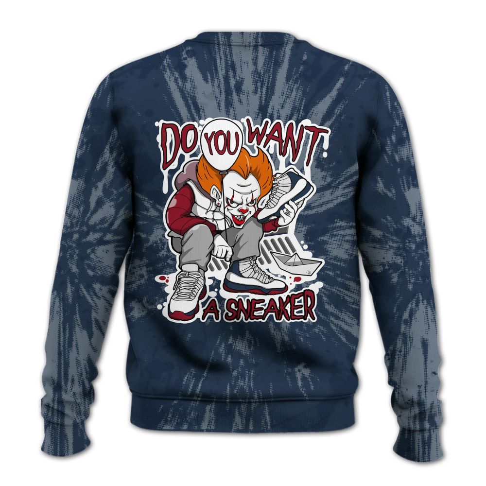 Sweatshirt To Match White Midnight Navy 6s - Clown Scary Sneakers Graphic Halloween All Over Print