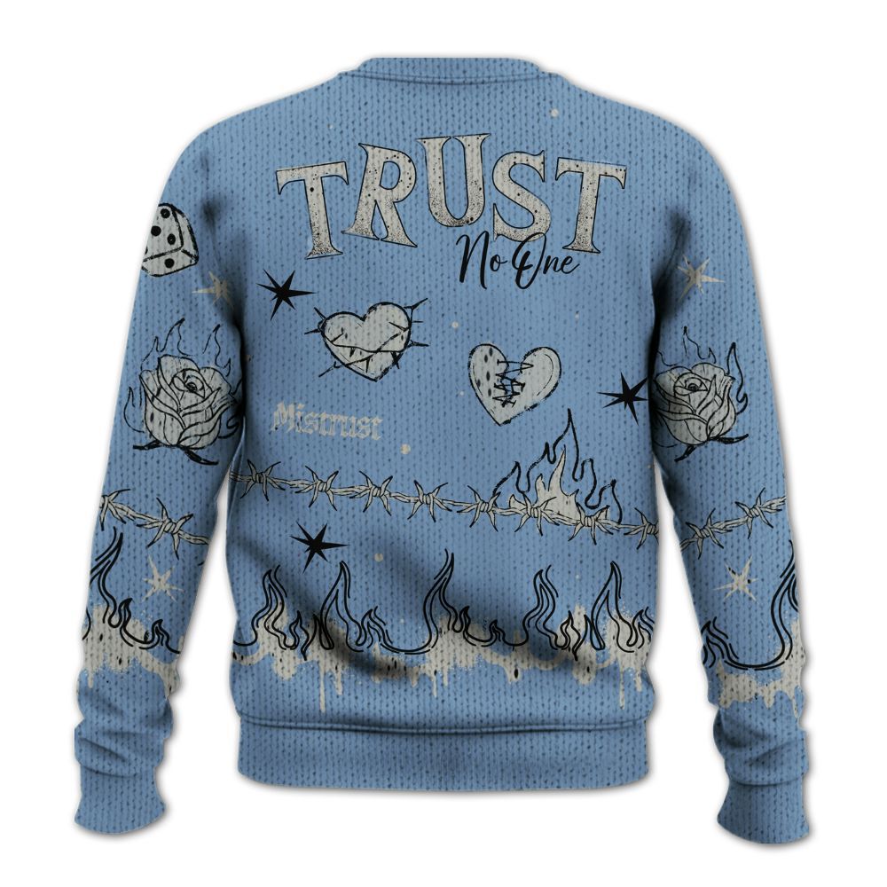 Knitted Sweater To Match University Blue 4s - Trust No One Snake-Bite Doodle Crayon