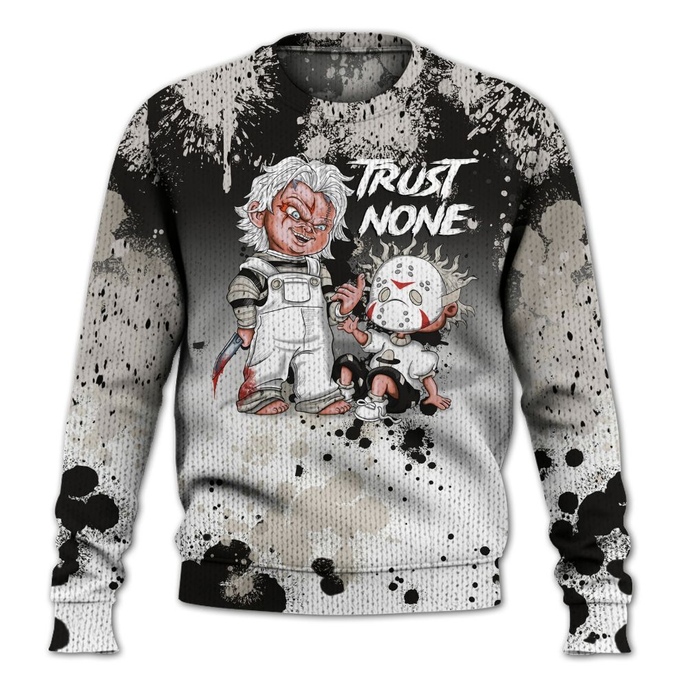 Knitted Sweater To Match Retro Reverse Metallic 5s - Trust No One Scary