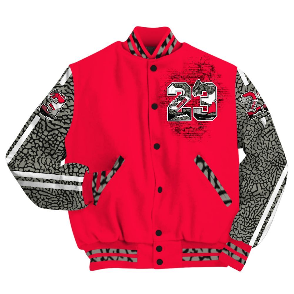 Varsity Jacket To Match Retro Fire Red 3s - Custom Name Number 23 5s All Over Print