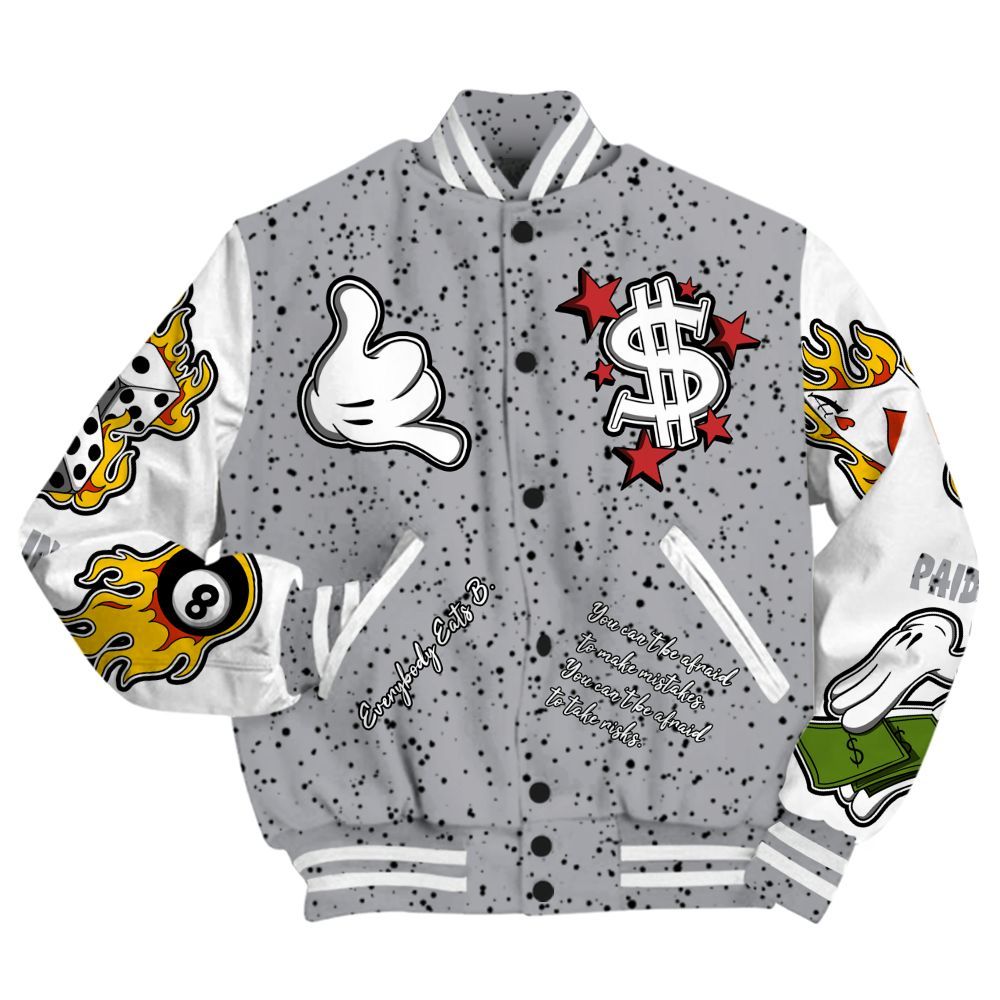 Varsity Jacket To Match White Cement 4s Shirt, Funny Everybody Paid In Full Graphic All Over Print