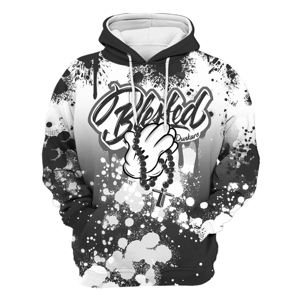 Hoodie To Match White Thunder 4s - God Blessed Ink Drip All Over Print