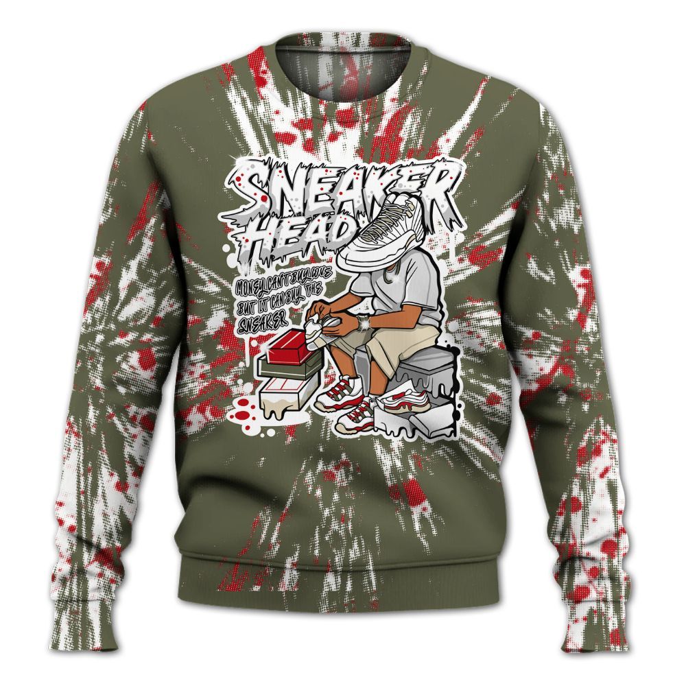 Sweatshirt To Match Travis Scott Low OG Medium Olive 1s - Sneakers Headache Graphic Luxury All Over Print