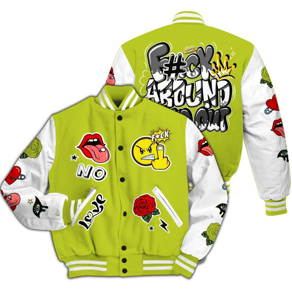 Varsity Jacket To Match Bright Cactus 13s - FK Around Find Out All Over Print