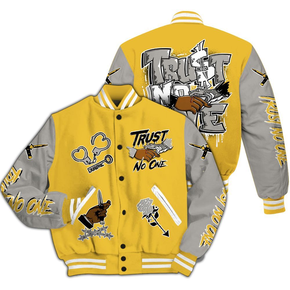 Varsity Jacket To Match Low Yellow Python 11s, Trust No One Dripping All Over Print