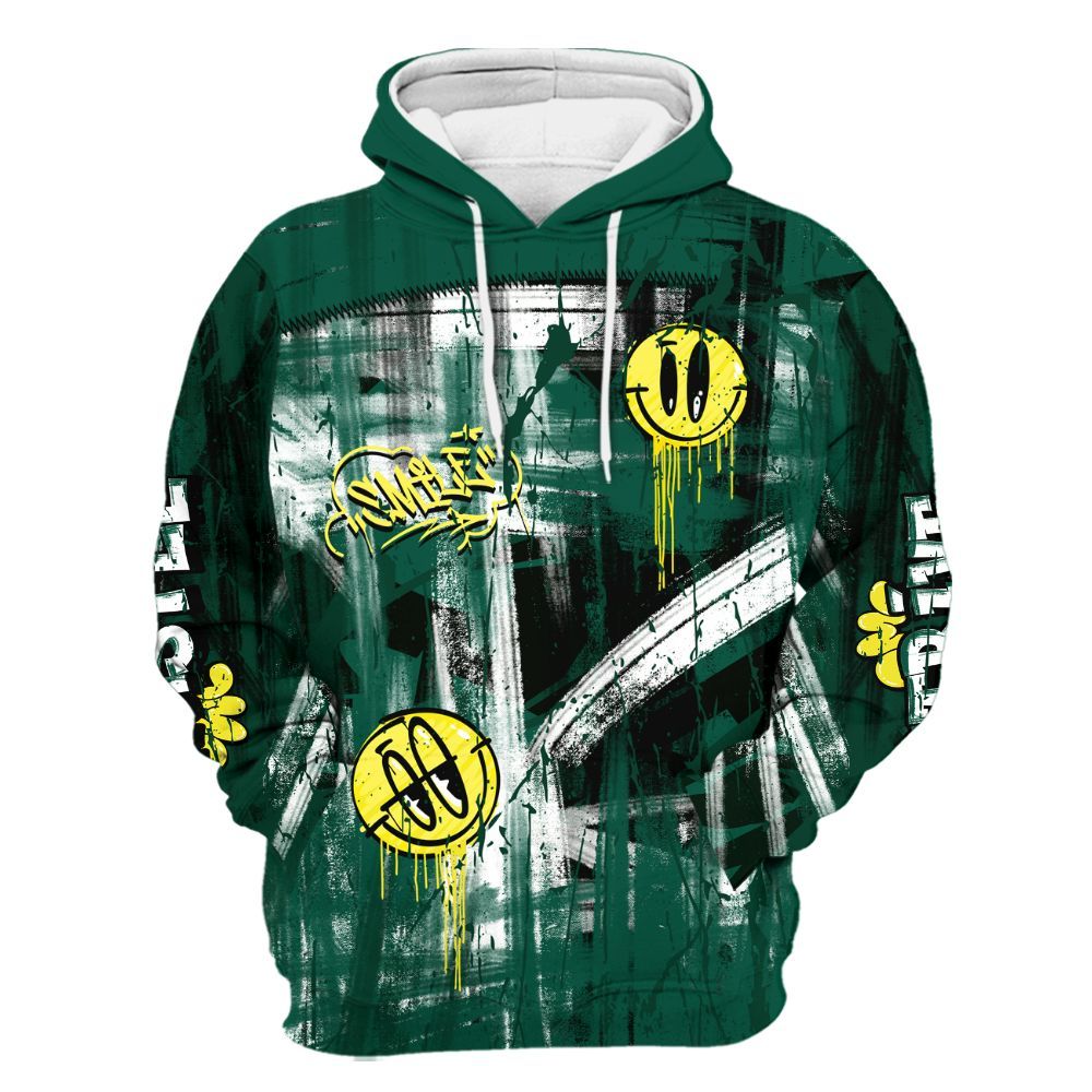 Hoodie To Match Oxidized Green 4s - Money Skull Smile Fire All Over Print
