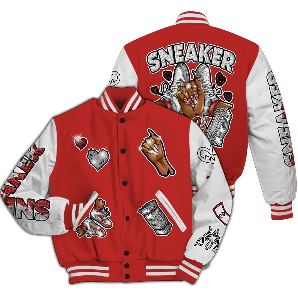 Varsity Jacket To Match Bred Reimagined 4s - Sneakerz Girlz All Over Print