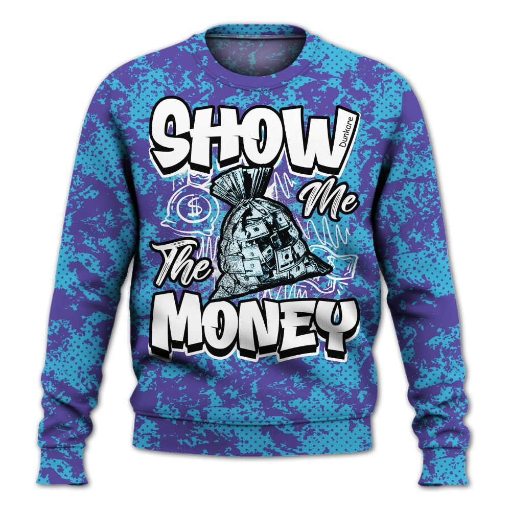 Sweatshirt To Match Retro Aqua 6s - Show Me The Money Retro All Over Print