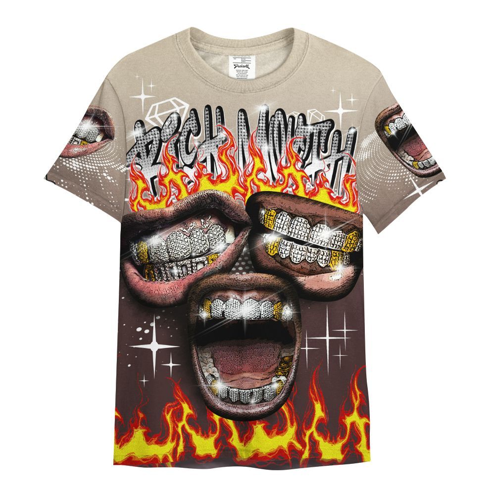 Shirt To Match Burgundy Crush 3s - Rich Mouth Fire Rap Retro 90s All Over Print