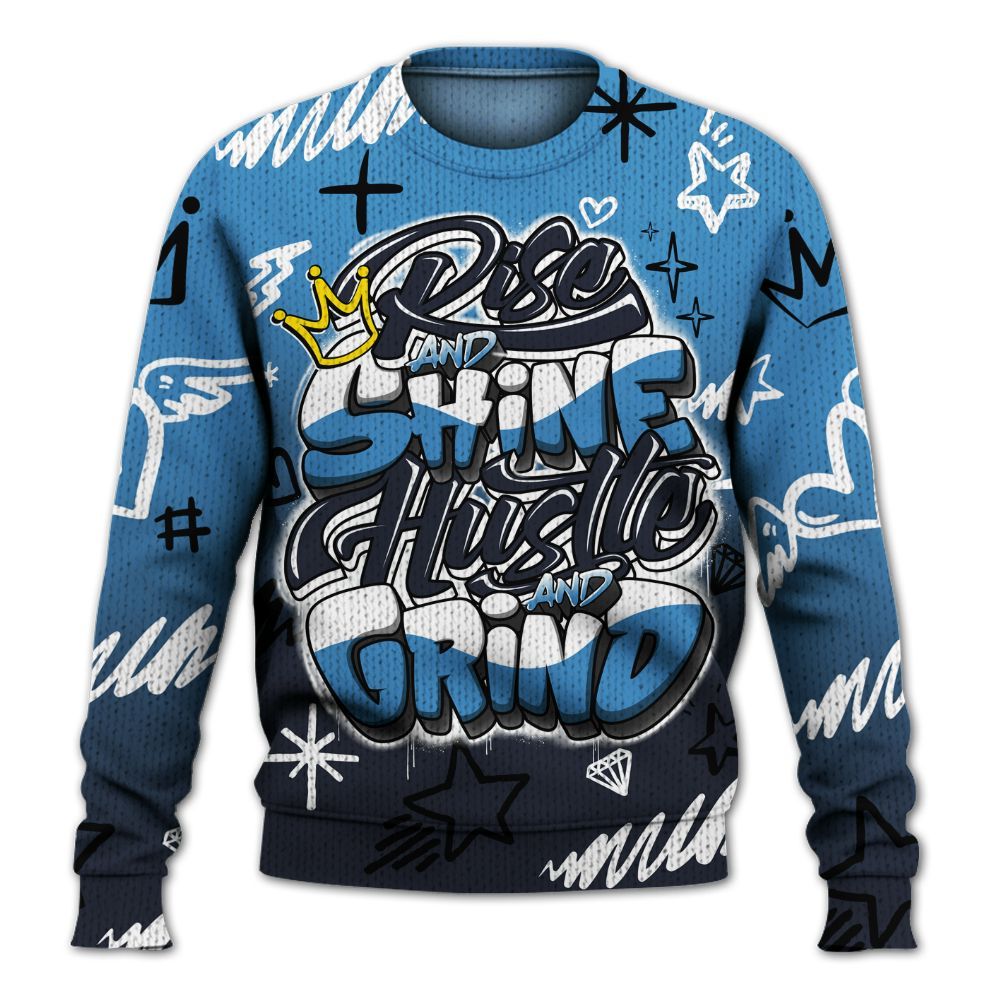 Knitted Sweater To Match Low OG Obsidian 1s - Rise Shine Hustle Grind
