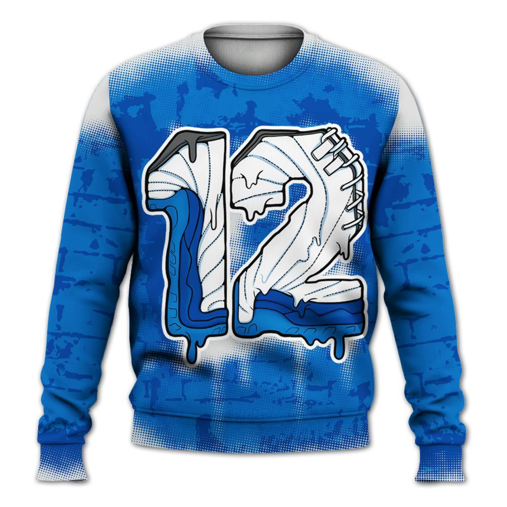 Sweatshirt To Match Blueberry 12s - No.12 Drip Graphic Custom Name All Over Print