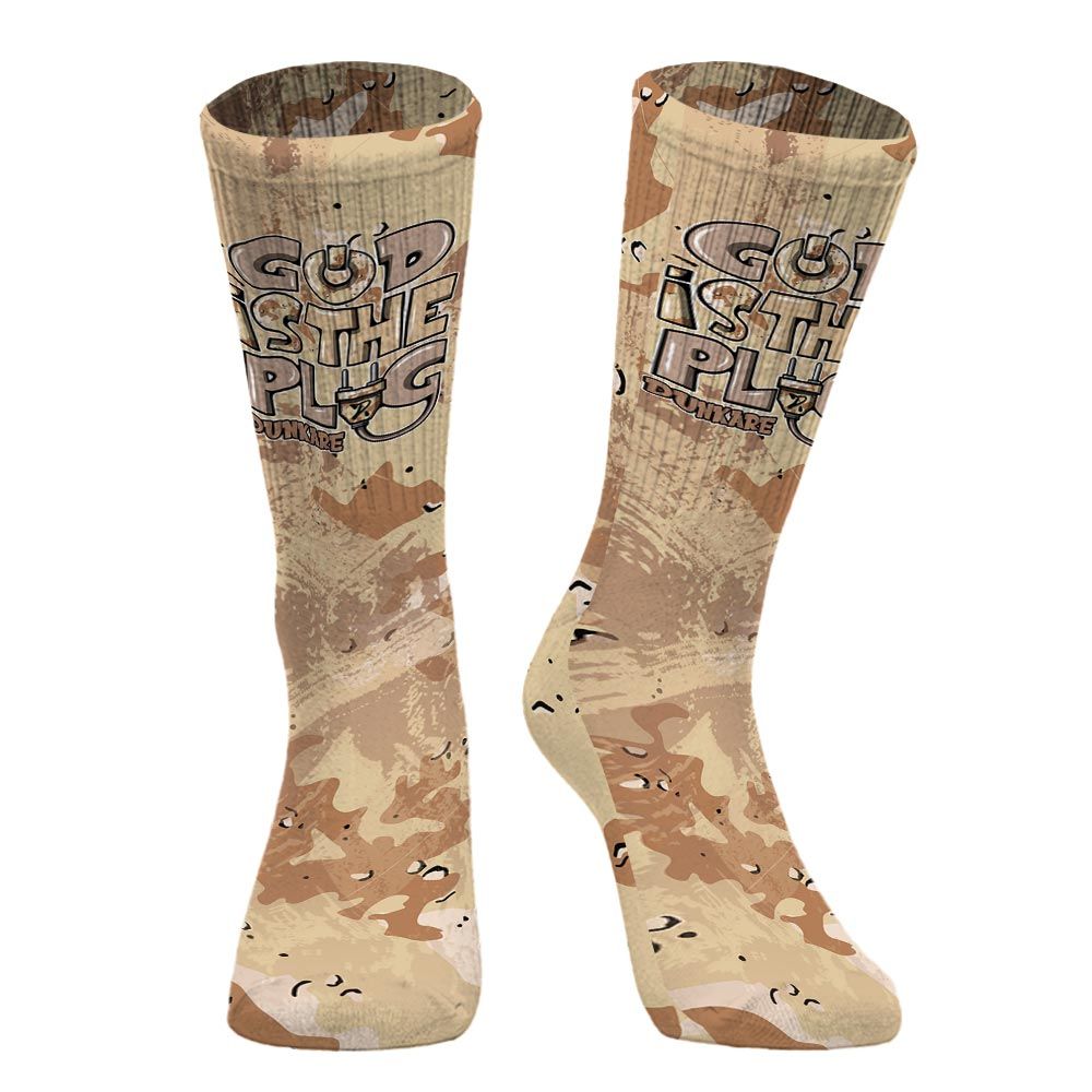 Sock To Match Desert Camo 3s - God Is The Power Cord Circle Splash