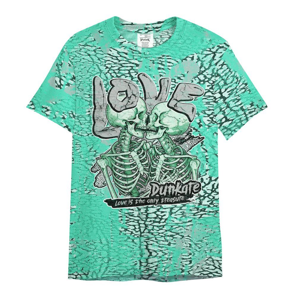 Shirt To Match Black Green Glow 3s - Skull Love All Over Print