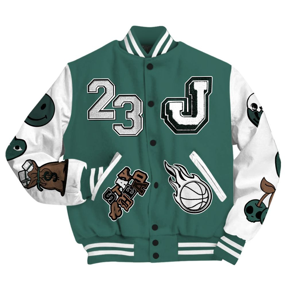 Varsity Jacket To Match Low OG Oxidized Green 1s - Hustles Money Number 23 All Over Print