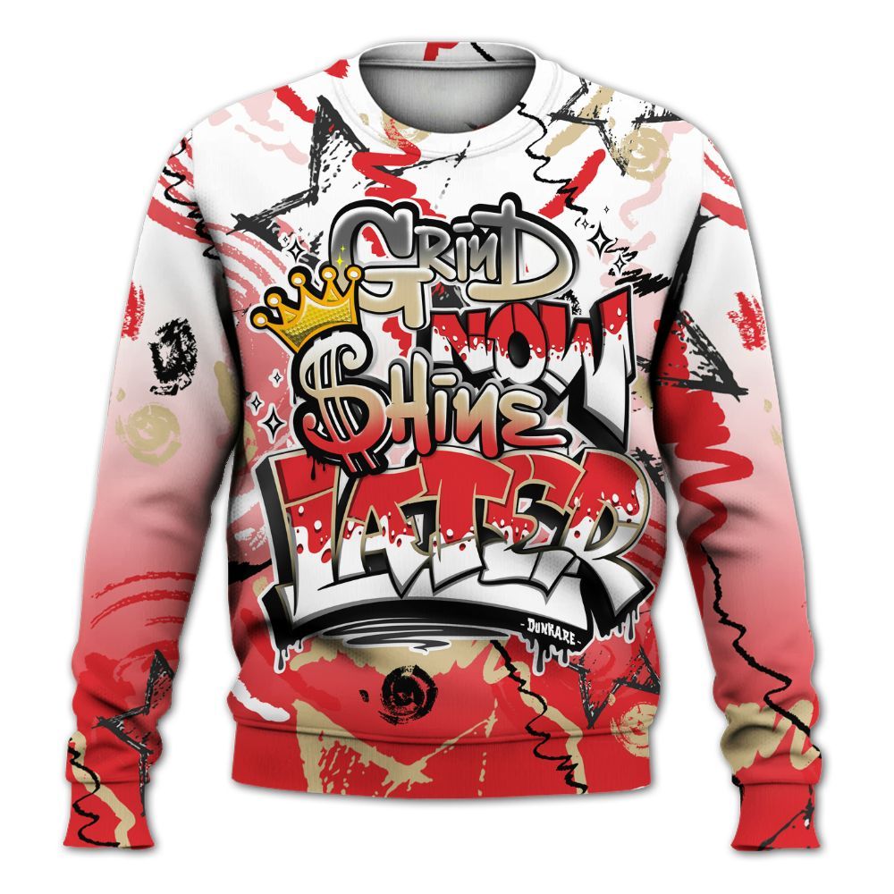 Sweatshirt To Match Prime 93 Fire Red - Grind Shine Later Drip All Over Print